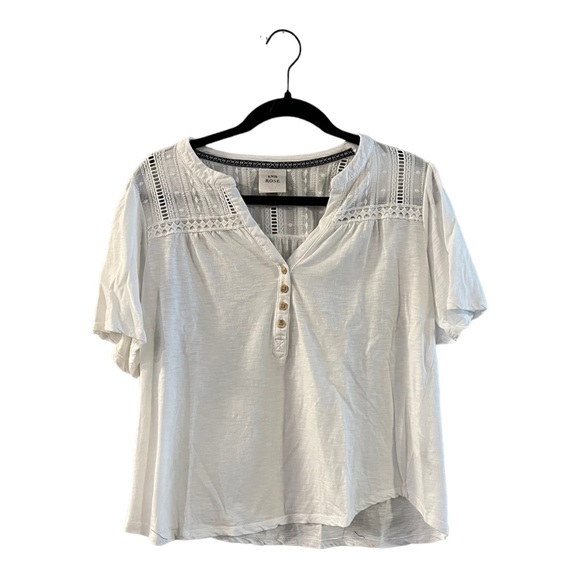 Knox Rose Tops - Knox Rose White Blouse Size Small Short sleeve peasant Crochet Embroidered
